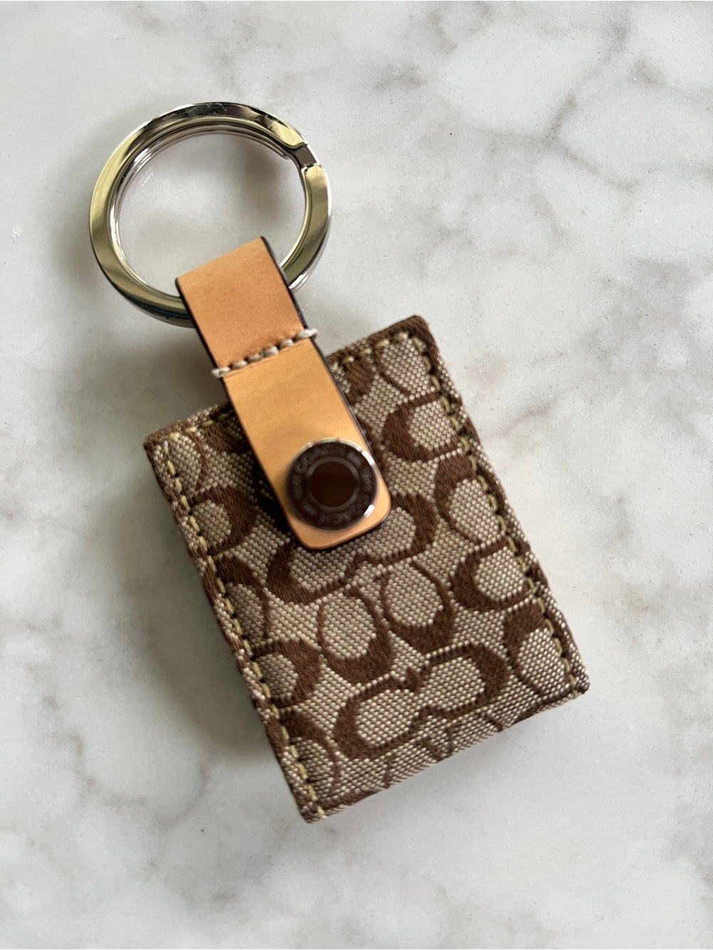 Vintage Coach Signature Canvas Picture Frame Bag Charm Keychain Style 55785